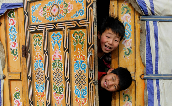 Playing in their ger